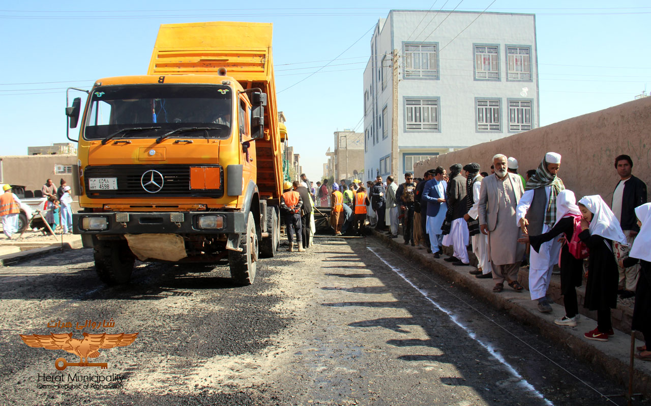 The beginning of the asphalting process on Zein al-Abedin Road of Herat city